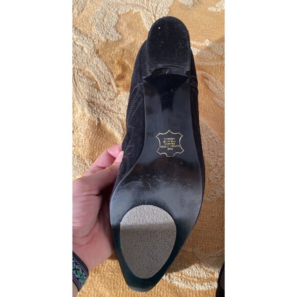 Vintage 90s Heels 1990s Black Suede Whimsigoth Goth Steam Punk Victorian Size 9B - Picture 7 of 10